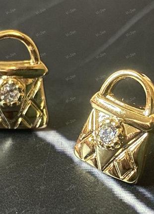 Жіночі сережки-гвоздики замочки (пусети) з камінням позолочені xuping позолота 18к