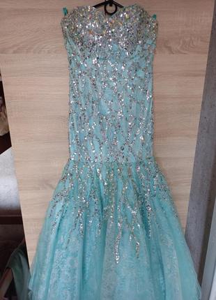 Невероятное платье рыбка корсет бирюзовая 80в,с 75д4 фото