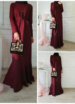 Платье макси с воланом  зима осень