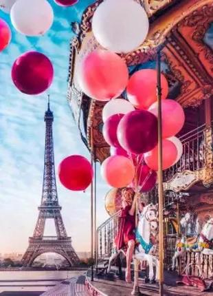 Алмазна мозаїка повітряні кульки та париж 40х50 см colorart sp0821 фото