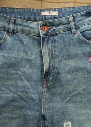 Джинси жіночі з вишивкою квітковий принт tu , джинси завужені батал3 фото