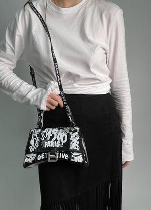 Balenciaga hourglass small handbag graffiti in black1 фото
