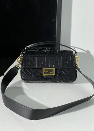 Fendi baguette black leather bag8 фото