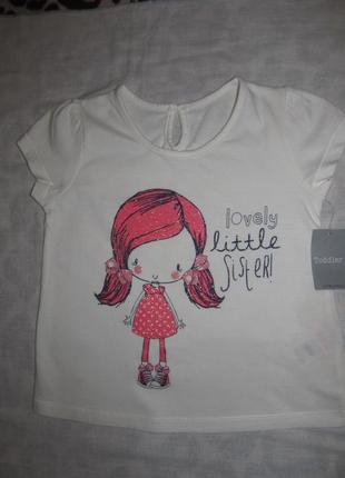 Продам нарядную футболку с ярким принтом на девочку на 2-3 года, новая