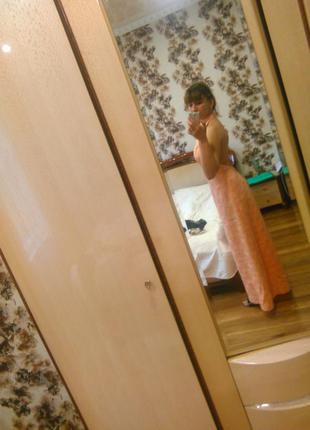 Восхитительное персиково-нежное вечерне-выпускное платье3 фото