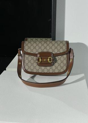 Gucci horsebit 1955 shoulder bag grey/brown7 фото