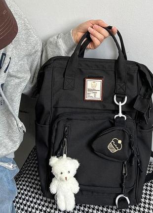 Школьный женский рюкзак с пеналом и брелком мишка2 фото
