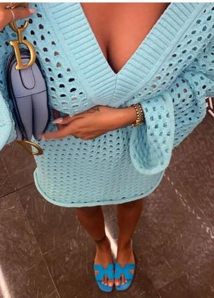 H&m ажурное вязаное платье - туника кроше crochet5 фото