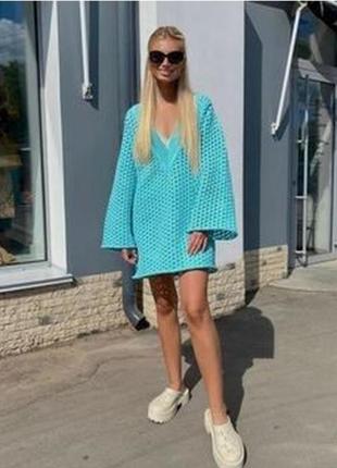 H&m ажурное вязаное платье - туника кроше crochet2 фото