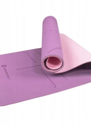 Коврик (мат) для йоги и фитнеса springos tpe 0.6 см мм yg0015 purple/pink
