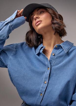 Джинсова сорочка жіноча на ґудзиках3 фото