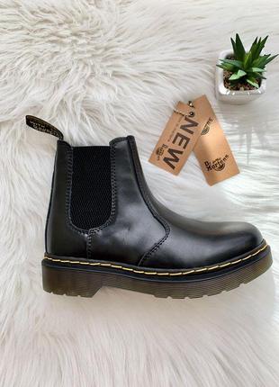 Ботинки dr. martens chelsea black кожаные без шнурков8 фото