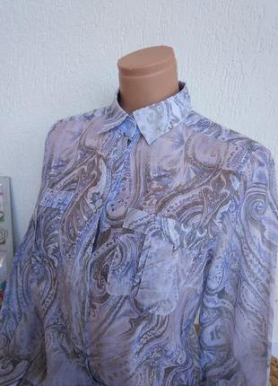 Фирменная стильная качественная натуральная блузка рубашка в нежный орнамент3 фото