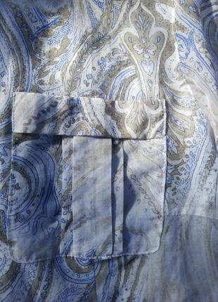 Фирменная стильная качественная натуральная блузка рубашка в нежный орнамент6 фото