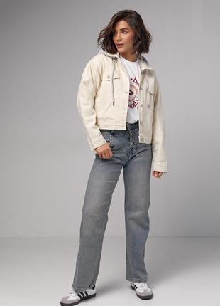 Джинсовая куртка женская с капюшоном джинсовая рубашка3 фото
