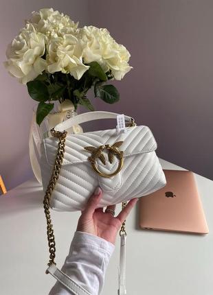 Pinko mini classic lady love bag puff chevron white/gold5 фото