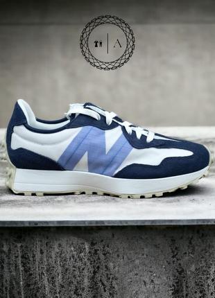 New balance 327 ms327sv white blue мужские кроссовки