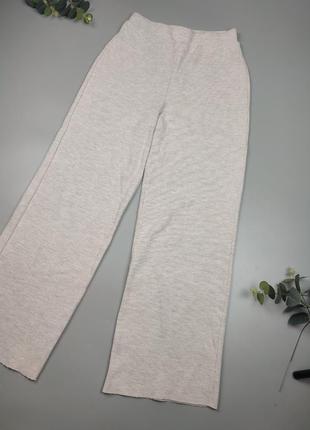 Серые брюки zara basic, широкие брюки с талией на резинке6 фото