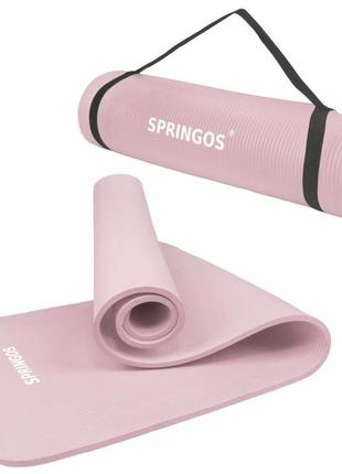 Коврик (мат) для йоги и фитнеса springos nbr 1.5 см yg0040 pink6 фото