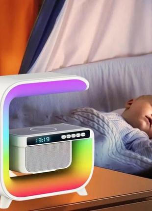 Настільна лампа з бездротовою зарядкою rgb g3, нічник з можливістю заряджання, wn-405 смарт нічник