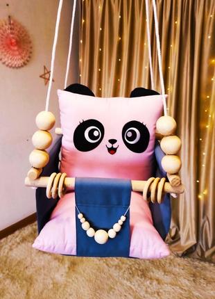 Підвісна гойдалка pink panda, гойдалка для дітей4 фото