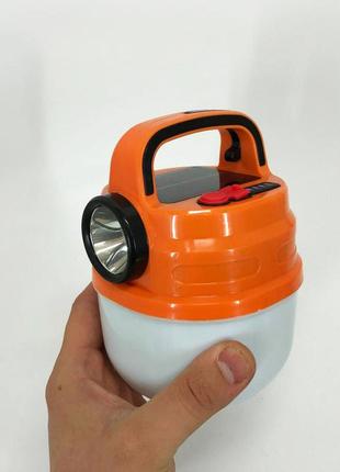 Підвісний ліхтар світильник led з гачком для кемпінгу, ліхтариком та сонячною панеллю. zy-925 колір: помаранчевий