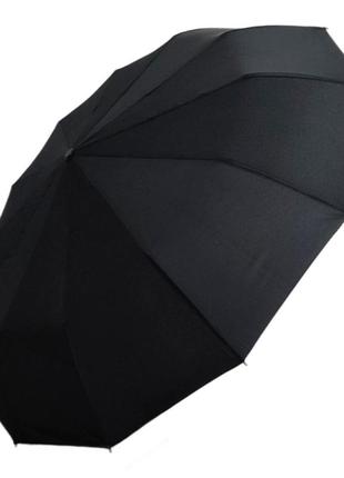 Мужской надежный черный зонт на 12 спиц 57367 фото