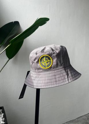 Панамка stone island чоловіча жіноча бавовна стон айленд вишивка сіра