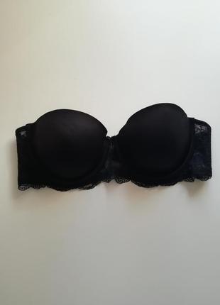 Чорний бюстгальтер балконет гладкий 85с 38c