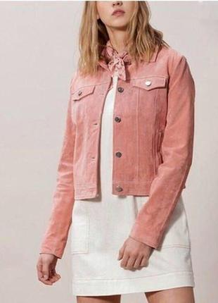 Розовая замшевая куртка h&m косуха