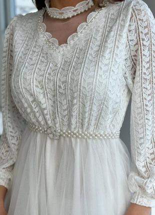 Нежное платье, р.уни 42-44, сетка и кружево, белый3 фото