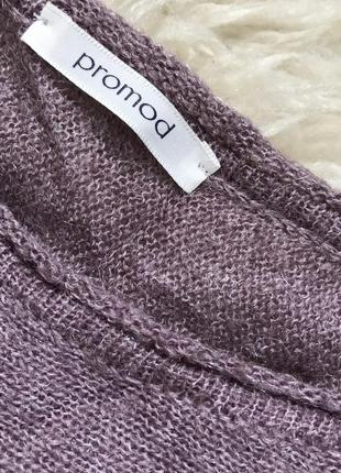 Promod тёплое вязаное платье свитер с кружевом4 фото