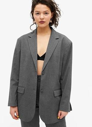 Пиджак oversized male темно-серый10 фото