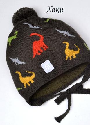 Деми шапка динозаврики светоотражающий логотип1 фото