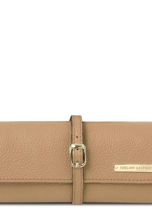 Футляр для хранения ювелирных изделий из мягкой кожи tuscany tl142193 (champagne)