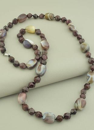 Бусы  агат,гранат 79 см.