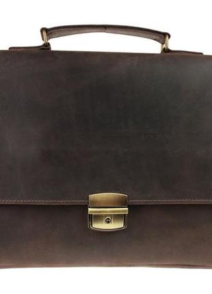 Сумка чоловіча для документів велика шкіряна а4 на клямці з ручкою sullivan 74218 (50) коричнева