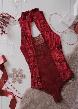 Боди velvet touch🍷 рубинового цвета