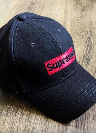 Зимняя шерстяная кепка бейсболка supreme1 фото