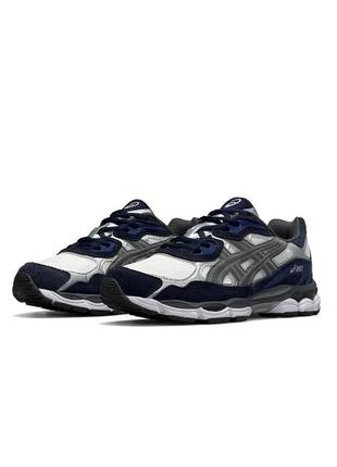 Мужские кроссовки asics gel nyc navy white синие замшевые повседневные кросовки асикс гель весна лето4 фото