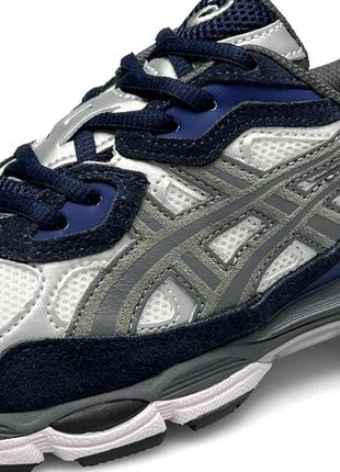 Чоловічі кросівки asics gel nyc navy white сині замшеві спортивні кросівки асикс гель демісезонні3 фото