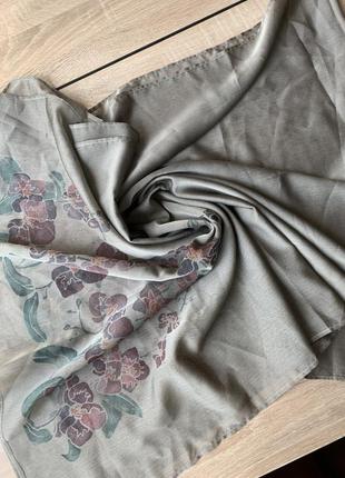 Большой красивый платок, шарф, палантин ручной работы орхидеи шаль