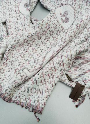 Женский кашемировый шарф в стиле louis vuitton белый с розовым теплый2 фото
