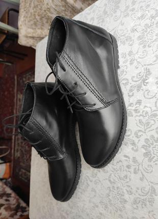Черные кожаные ботинки туфли2 фото