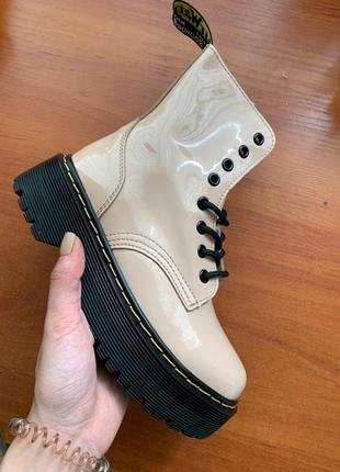 Женские ботинки dr.martens jadon patent beige | 36-40.