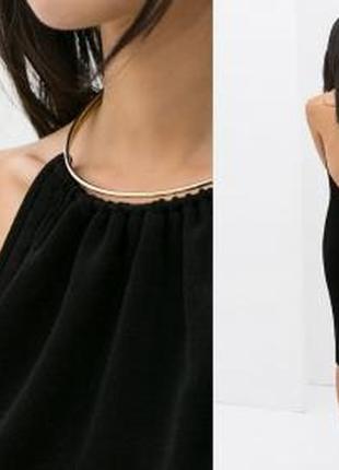 Неймовірне плаття midi zara з кольцом на шиї в рубчик,розмір с-м🔥2 фото