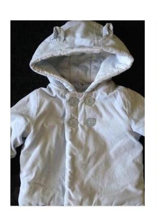 Тёплое пальтишко куртка небесно-голубая 9-12 мес