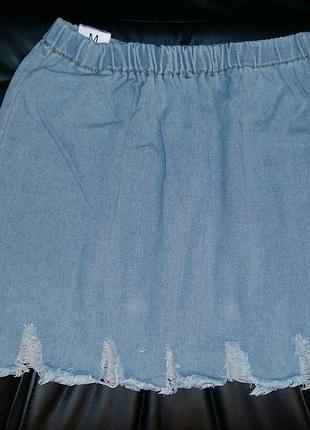 Джинсовая юбка голубая 2