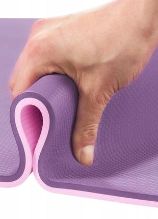 Коврик (мат) спортивный 4fizjo tpe 180 x 60 x 0.6 см для йоги и фитнеса 4fj0388 violet/pink7 фото