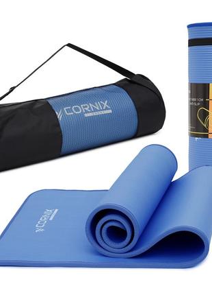 Коврик спортивный cornix nbr 183 x 61 x 1 cм для йоги и фитнеса xr-0096 blue/blue